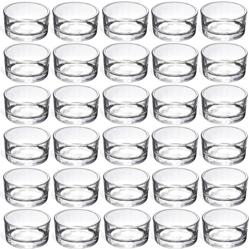 GOLDEAL 30 PCS Small Clear Glass Tealight Candle Holders,Tealight Holders Bulk Use for Weddings Parties Dinner,for 1.5" Tealight. as Well as Candle Mouldâ€¦ - Image 1